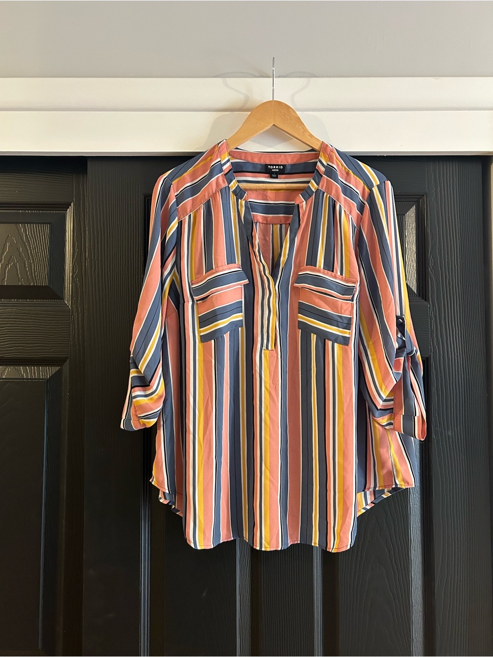 torrid Multicolor Vertical Stripe Tunic - Pink, Blue, Yellow